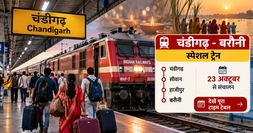 Bihar Festival Special Train: Relief for those traveling to Bihar for Diwali and Chhath; Chandigarh-Barauni special train to run from October 23; check the full timetable.