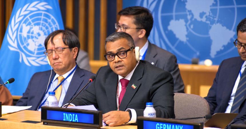Arun Bharti at the United Nations: Jamui MP participates in a UN meeting, speaks on behalf of India regarding peace and development.